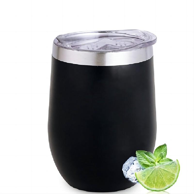 12oz Wine Tumbler with Lid, Stainless Steel Travel Mugs Stemless Double Wall Insulated Coffee Cup, Insulated Wine Glasses Travel