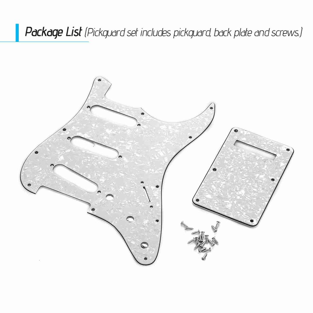 Electric Guitar Pickguard Set with Back Plate Screws Pick Guard for ST Style Guitars White Pearl