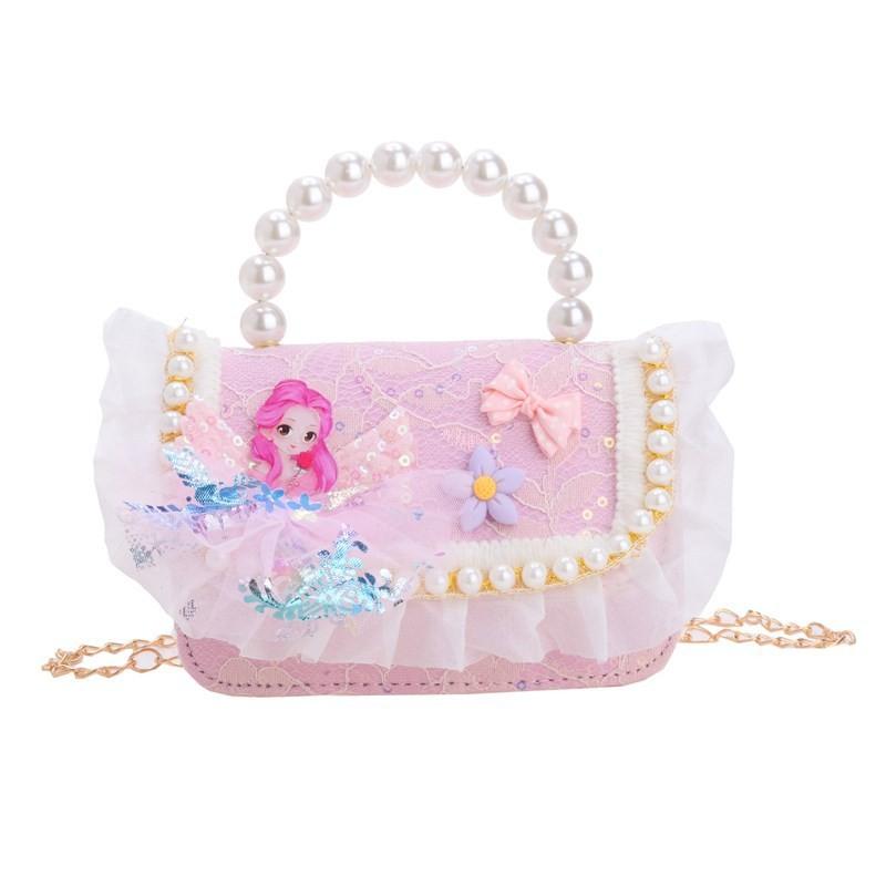 Adorable Princess Pearl Handbag For Girls With Cute Lace And Design Bow