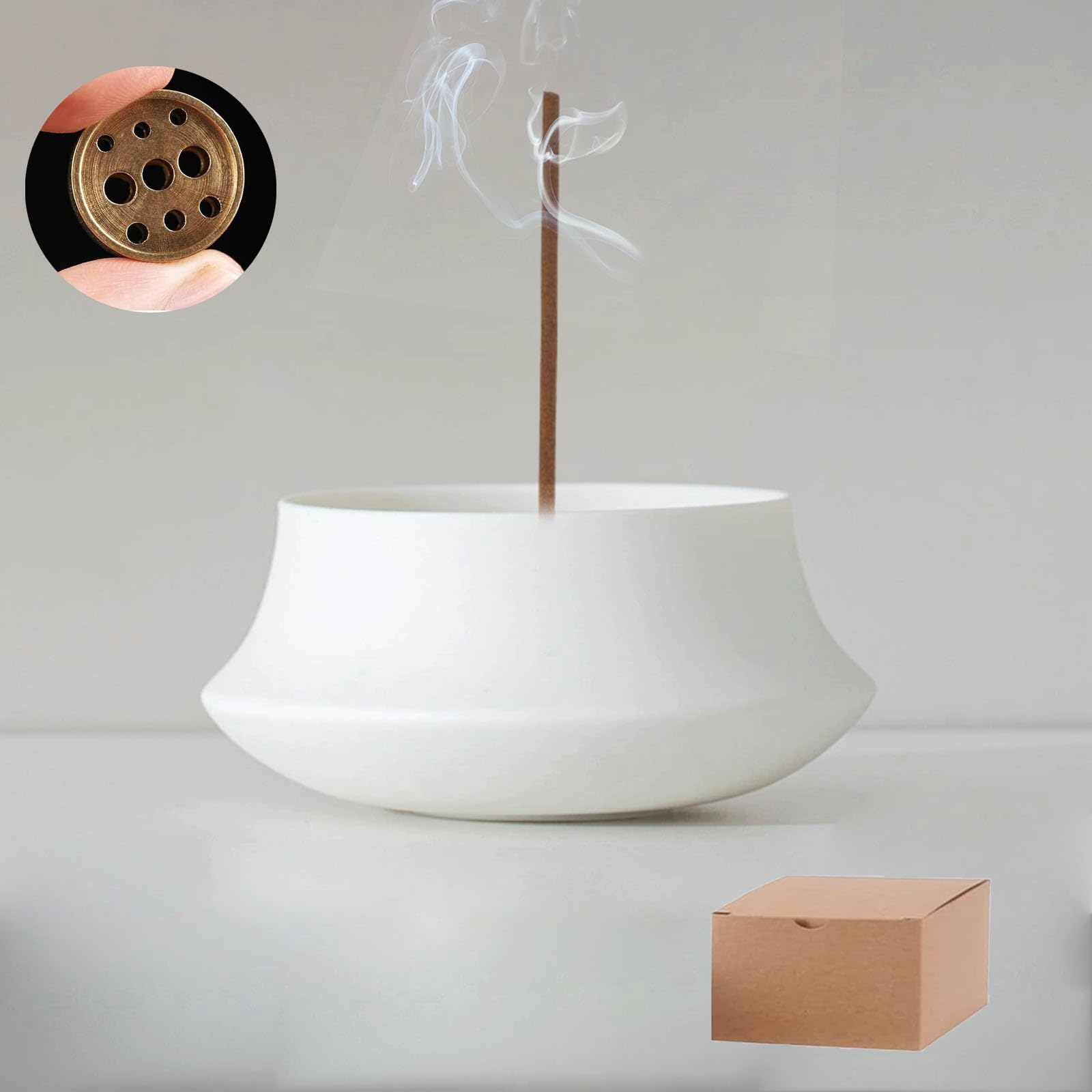 

Stylish Incense Burner with Simple Incense Holder, Fits Aroma, Cone, and Stick Incense, Easy to Clean, Asian Style, Relaxation, Soothing, Yoga,