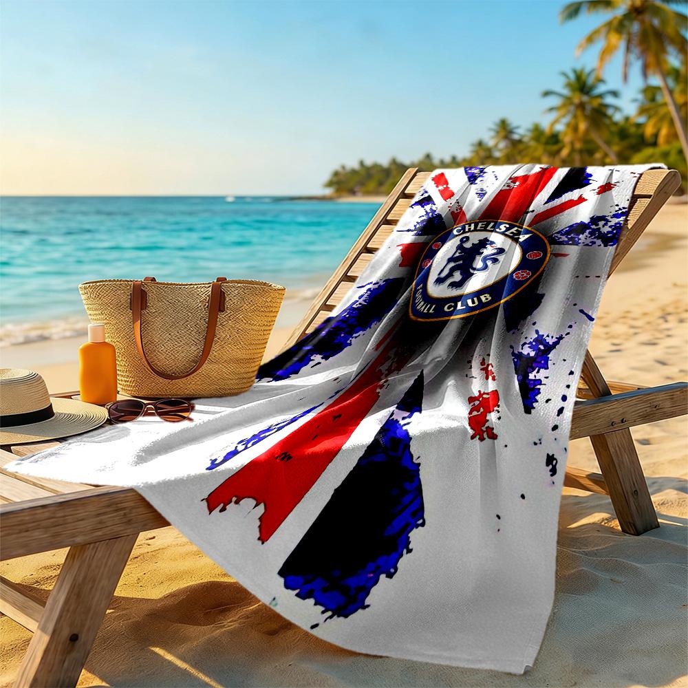 Asciugamano da Spiaggia Blu Chelsea Football Club Super Morbido Microfibra Tessuto Quickdry Confortevole Leggero Adatto per Nuoto, Palestra, Campeggio