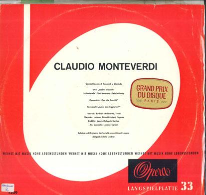 

LP Record EDWIN LOEHRER SOLISTEN UND ORCHEST Claudio Monteverdi 1209 OPERA Germany Classical Used