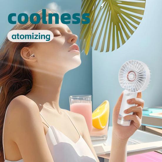 Handheld Misting Fan Portable Rechargeable Spray Fan with Long Battery Life Travel Cooling Fan with Multi-Level Wind and Spray Modes for Travel Home