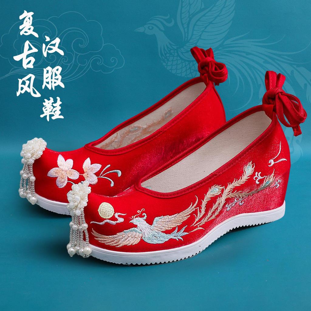 Fashion Shoes Woman 2025 Female Footwear Fringe Clogs Platform Increas Height Autumn Pearl Decorateion New Dress Summer Tassel Creepers