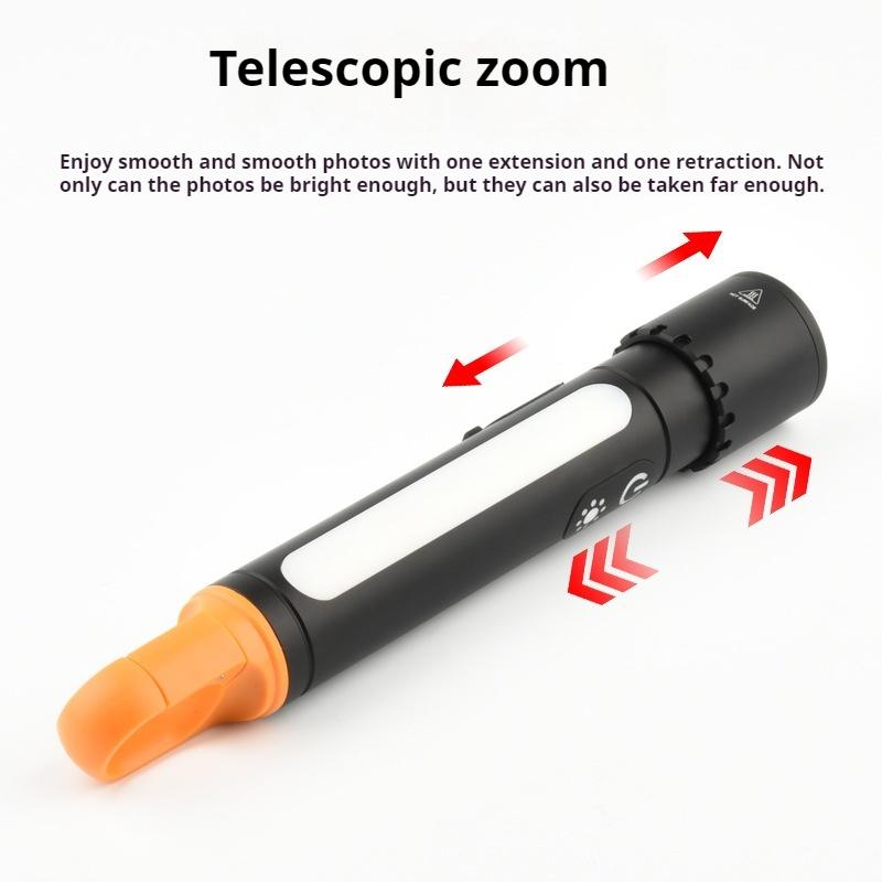 LED White Spotlight Flashlight Type-C Rechargeable Aluminium Plastic Telescopic Zoom Long Range Flashlight