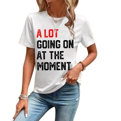 Summer Round Neck 3D Letter Print Top Fashionable Casual Short Sleeved Women's T-shirts