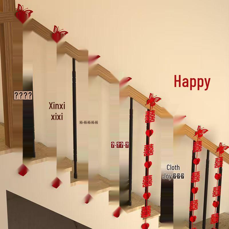 Wedding Stair Railing Pull Flower and Ribbon Set for Room Decoration