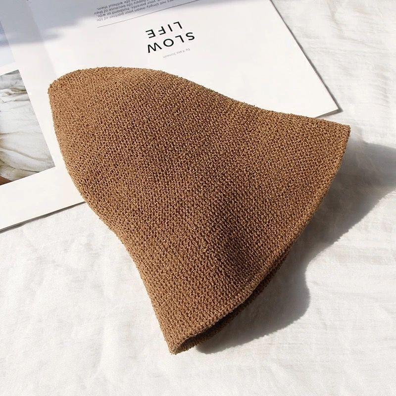 Cotton and Linen Fisherman Hat Women's Summer Breathable Knitted Basin Hat Versatile Straw Hat Artistic Top Hat Sun Protection and Sunshade Hat