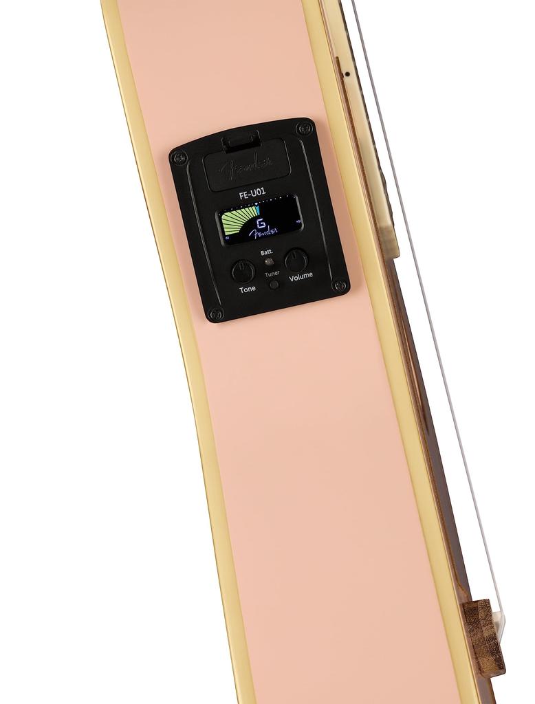 Fender Fullerton Walnut Tortoiseshell Shell Soft Case Included Jazzmaster® Ukulele, Fingerboard, Pickguard, Pink,