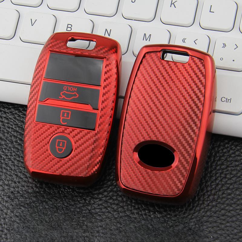 

For Kia Rio Sorento Cerato Forte K2 K4 Stonic Carnival Niro Picanto Elantra Verna Sportage Car Key Case Cover TPU Accessories красный