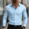 Men's Casual Long-Sleeve Slim Fit Black Geometric Pattern Breathable Versatile Formal Shirt Fashion Outdoor Men's Top