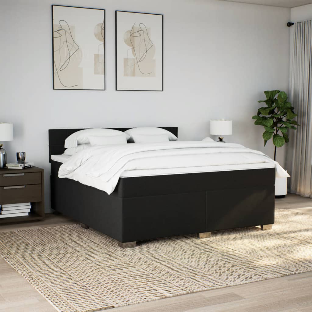 Box Spring Bed with Mattress Black 180 x 200 cm Fabric