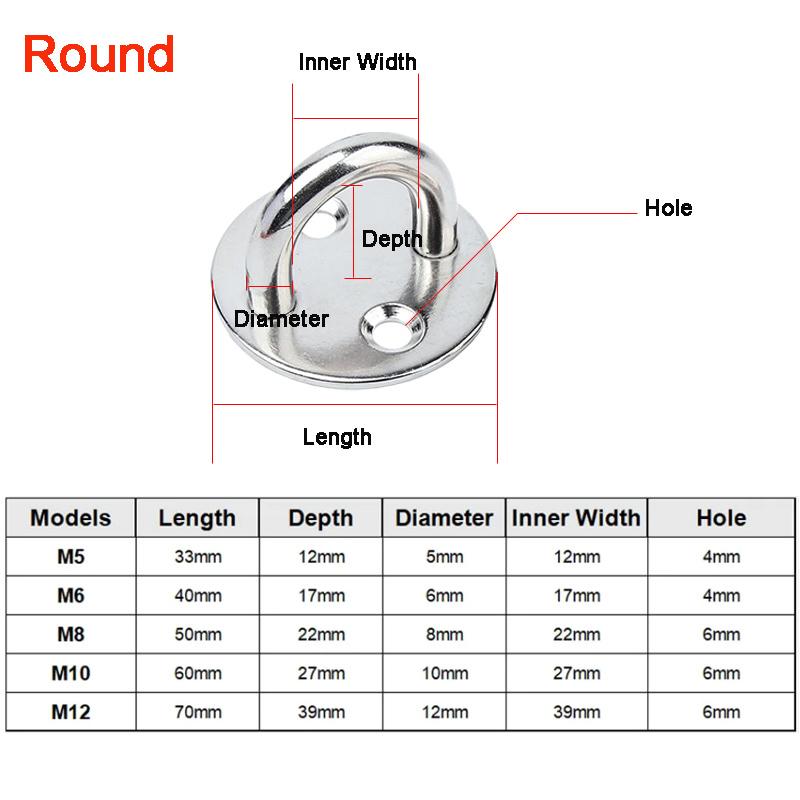 M5-M12 304 Stainless Steel Hook Eye Plate Heavy Duty Round/Square/Oval/Diamond Pad Staple Ring Hook Loop U-Shaped Eyelet Bracket