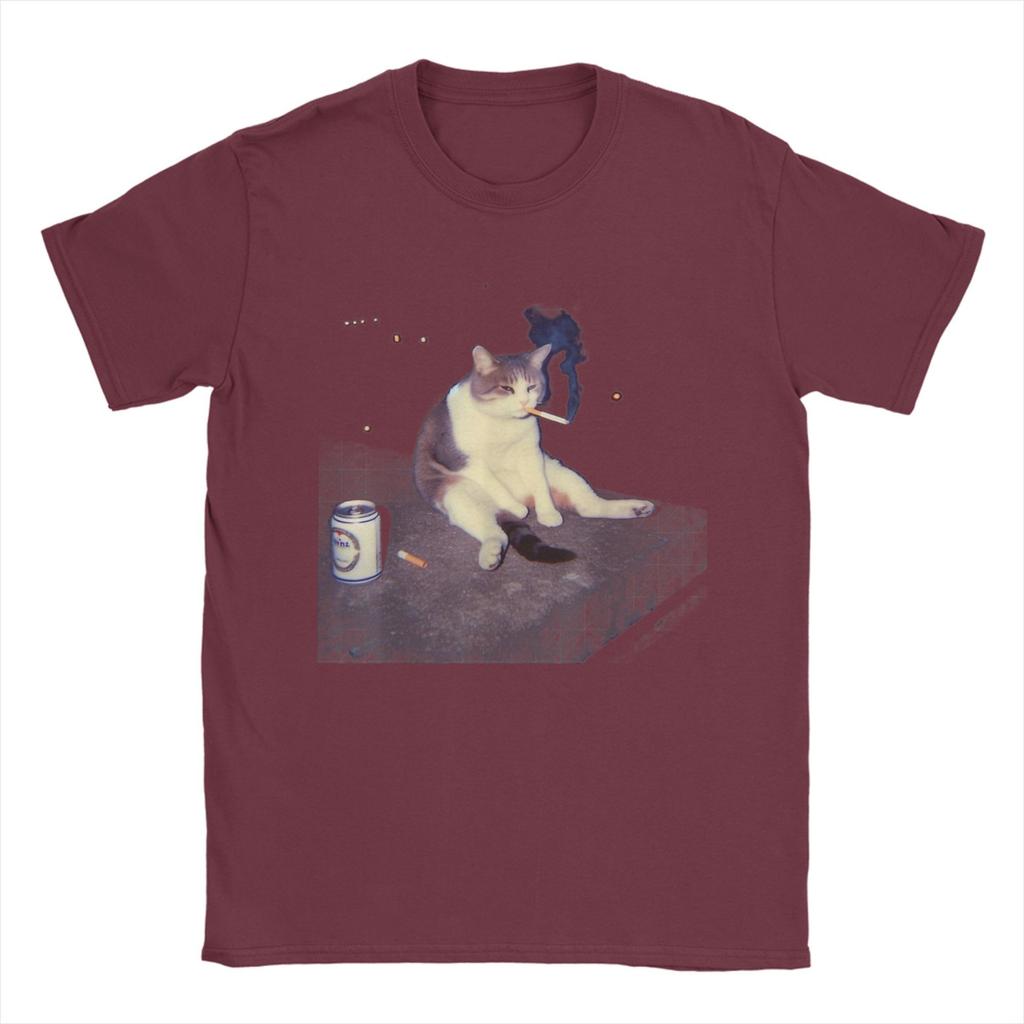 Cigarette Kitten Funny Smoking Cat Meme Stupid Brainrot Summer T Shirts Cotton Hipster Tshirt For Couple Short Sleeves Top Tees