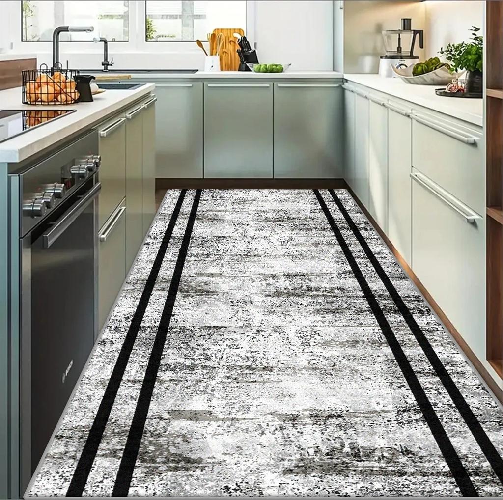 Modern Geometric Corridor Carpet Kitchen Decor Non-slip Runner Rugs Bathroom Passageway Entrance Door Mat Hotel Lobby Long Rugs
