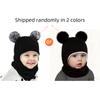 1-4 Years Kids Winter Hat Scarf Set - Sweet Bear Knitted Ear Flap, Warm Soft Integrated Cap, Hand Washable Toddler Accessory