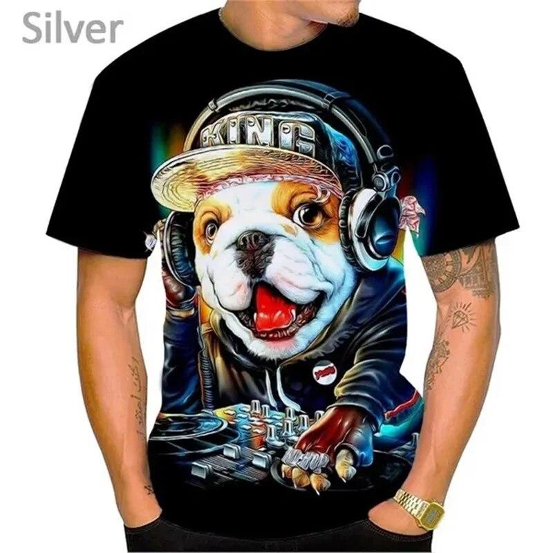3D Printed Bulldog Graphic T-shirt Short Sleeve Personalized Animal Dog Pattern Tee Top For Men Women Casual Round Neck T-shirt
