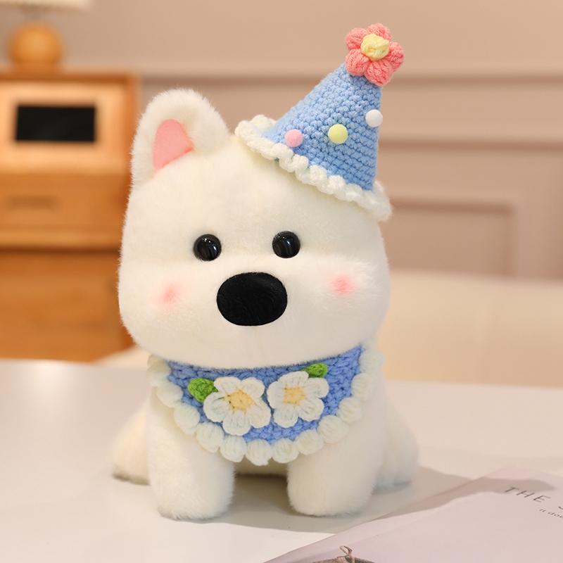 Adorable Fluffy White West Highland Terrier Plush Toy Stuffed Lifelike Dog Plushie Soft Puppy Animal Appease Doll Sweet Gift