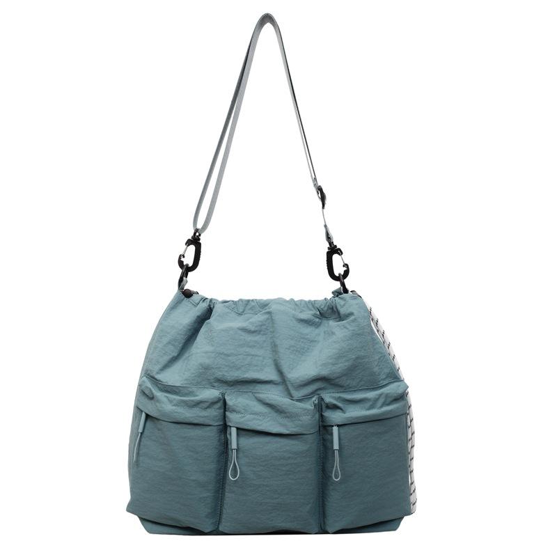 Large Capacity Drawstring Bag Women's Tote Bag Solid Color Shoulder Bag