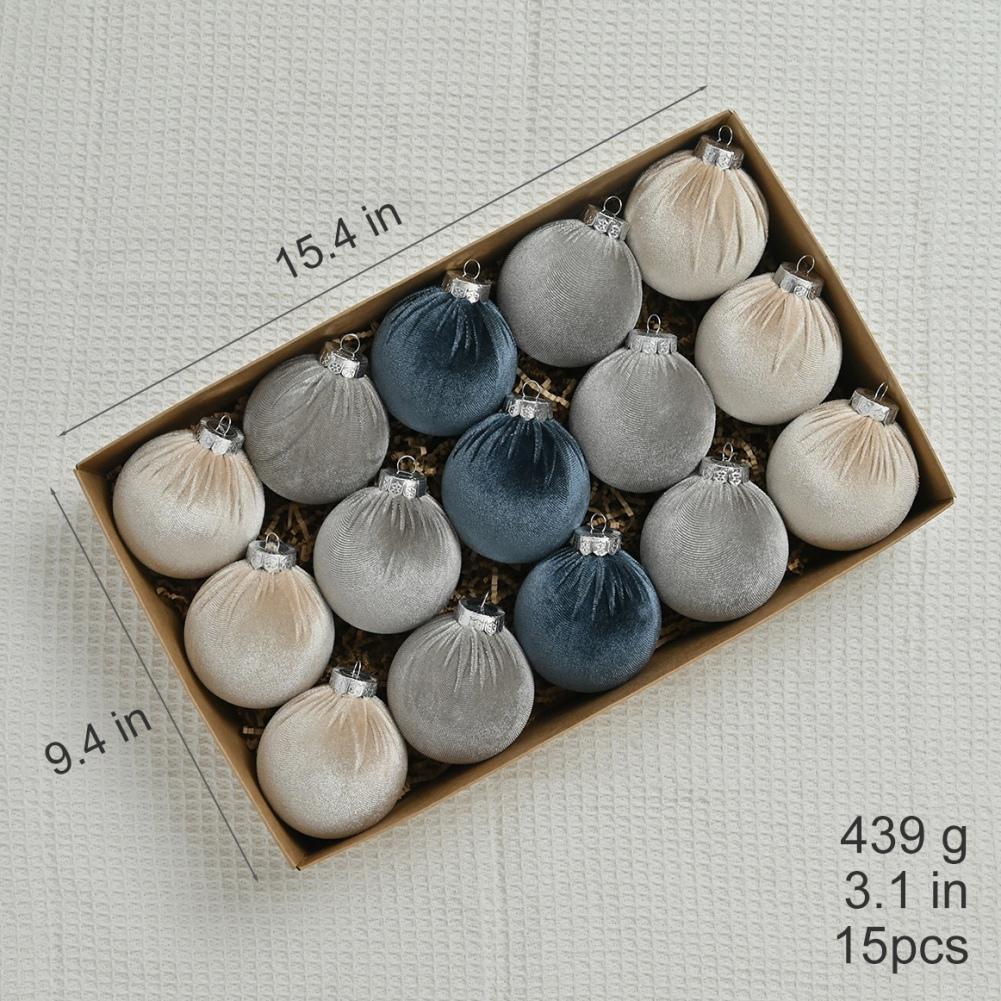

15pcs/box Velvet Christmas Ball Pendant 8cm Christmas Tree Decoration Ball Set With Gift Box 2024 New Year Xmas Decorative Balls 8cm