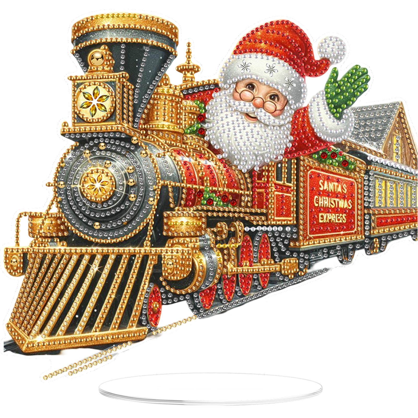 

Christmas DIY Diamond Painting Desktop Ornaments Kit 2D Flat Diamond Painting Desktop Decorations for Home Office Desktop Decor