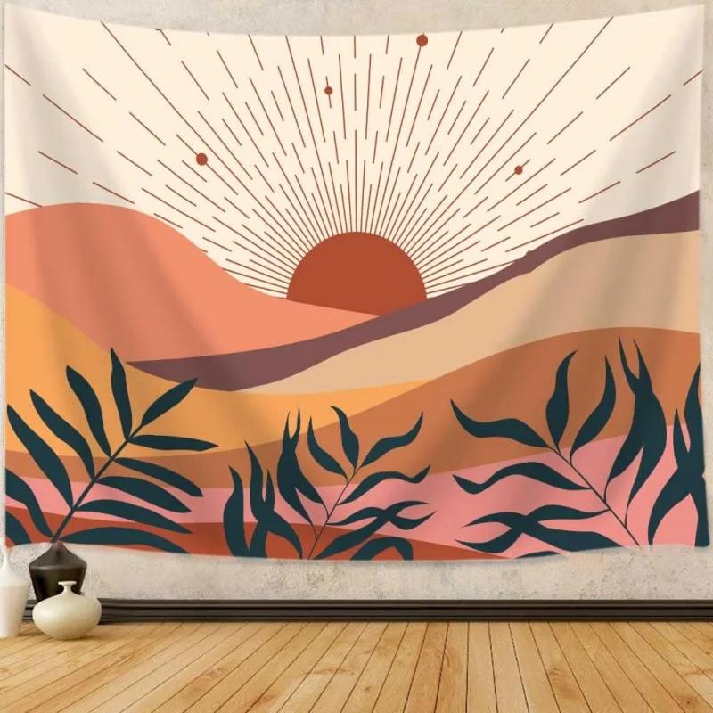 Boho Sun Mountain Tapestry Abstract Desert Sunrise Aesthetic Wall Hanging Decor for Bedroom Living Room