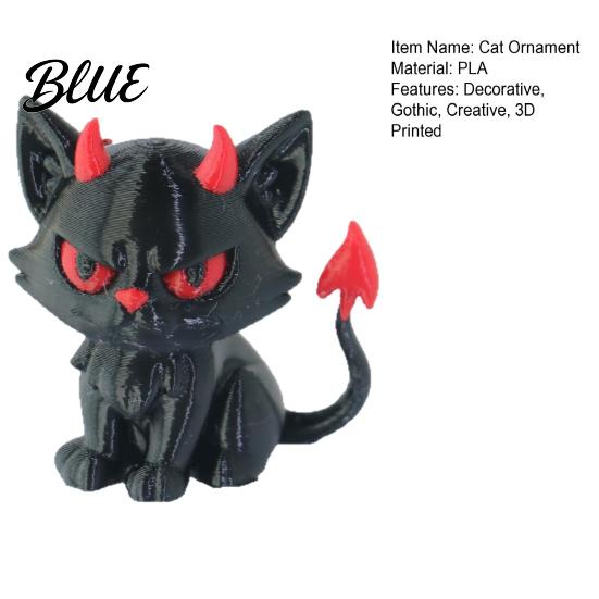 Artistic Black Cat Collectibles 3D Printed Evil Ornament for Car Dashboard Creative Devil Handcrafted Statues Figurine Gothic Desktop Decoration