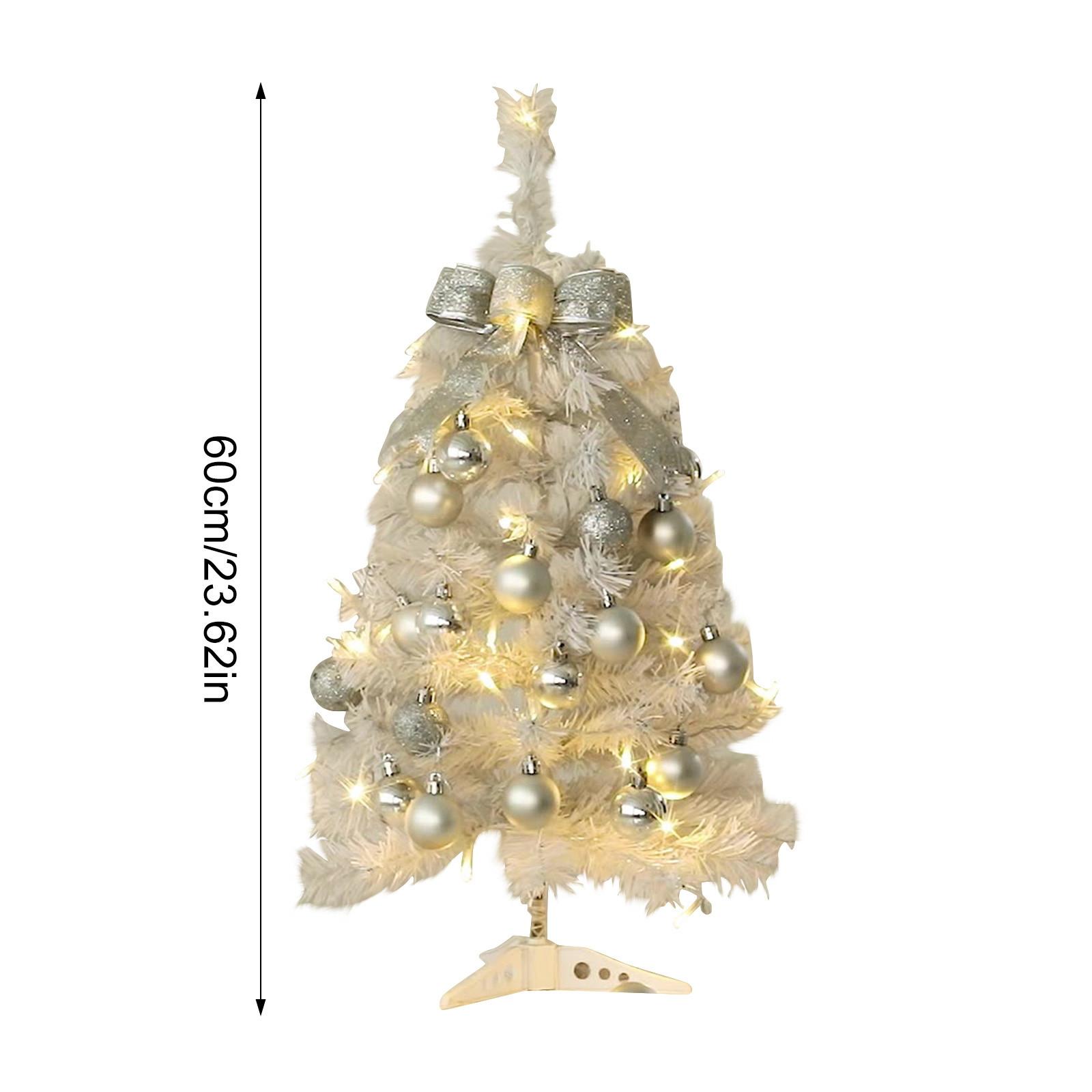 

45/60СМ Белая Рождественская Елка Изысканная Искусственная Рождественская Елка с Огнями и Рождественскими Шарами Настольное Украшение для Рождественской Елки Other