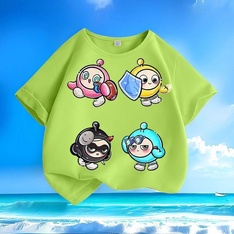 Children's Fashionable Egg-shaped Party T-shirt, Summer Casual Top for Boys and Girls