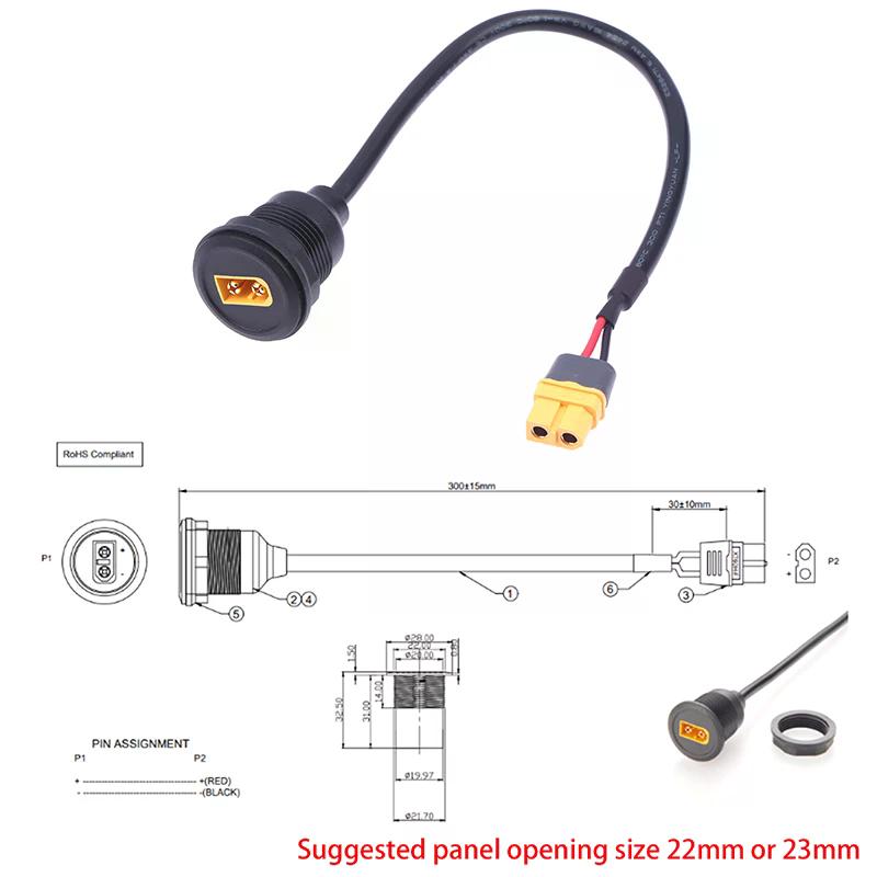 XT60 Male To Female Extension Cable Round/Square Flush Panel Mount Charge Cable For RC Drones Battery E-Bike Connect Wire