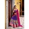 Step into timeless elegance with this Poly Chanderi lehenga, designed with delicate Zari stripes and enhanced