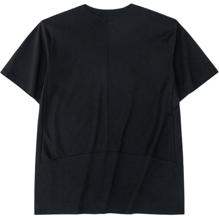 Anta Solid Color Logo Print Sports Round Neck T-Shirt Men Tops Black 152230108-2