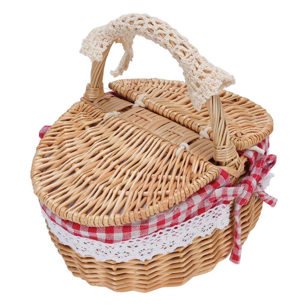 Wicker Picnic Basket with Removable Liner Empty Picnic Hamper Basket with Lid and Handle for Easter Camping Mother S Day
