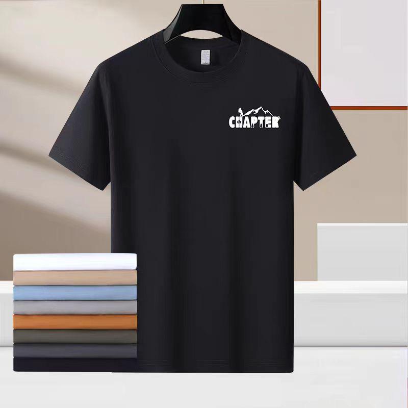 Летняя модная мужская футболка из хлопка плотностью 220 г с классическим круглым вырезом мягкая и удобная в носке M 1517₽