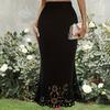 Women's New Elegant Knitted Hip-wrapped Hollow-fired Fishtail Skirt Medium and Long Skirt European and American
