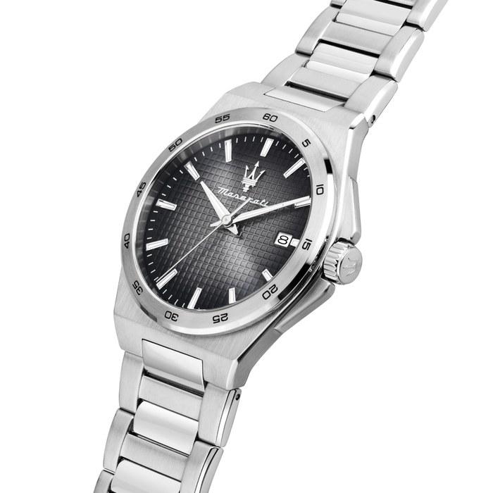 Maserati Men's Watch Stainless Steel Bracelet Gray Dial Date Display Sport Watch Silver