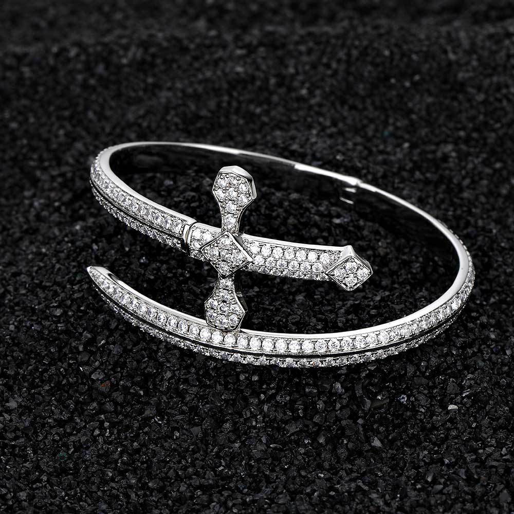 Hip Hop Justice Sword Cross Bracelet Trendy Brand Personalized Men's Zircon Bracelet High End Decoration