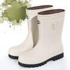 Scarpe da Pioggia Impermeabili in Gomma, Scarpe da Acqua alla Moda, Stivale Medio Antiscivolo da Esterno, Stivali da Pioggia da Uomo con Pelliccia Sintetica per Tutte le Stagioni