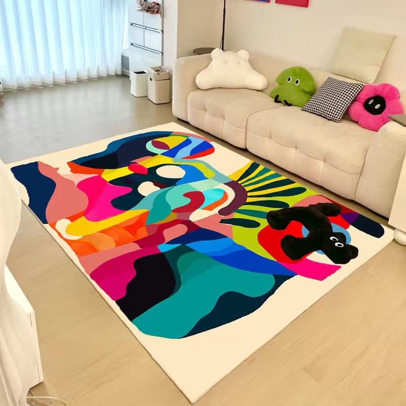 Living Room Carpet Colorful Abstract Art Style Bedroom Bedside Sofa Floor Mat Soft Velvet Rug Large Area Home Decoration Carpets