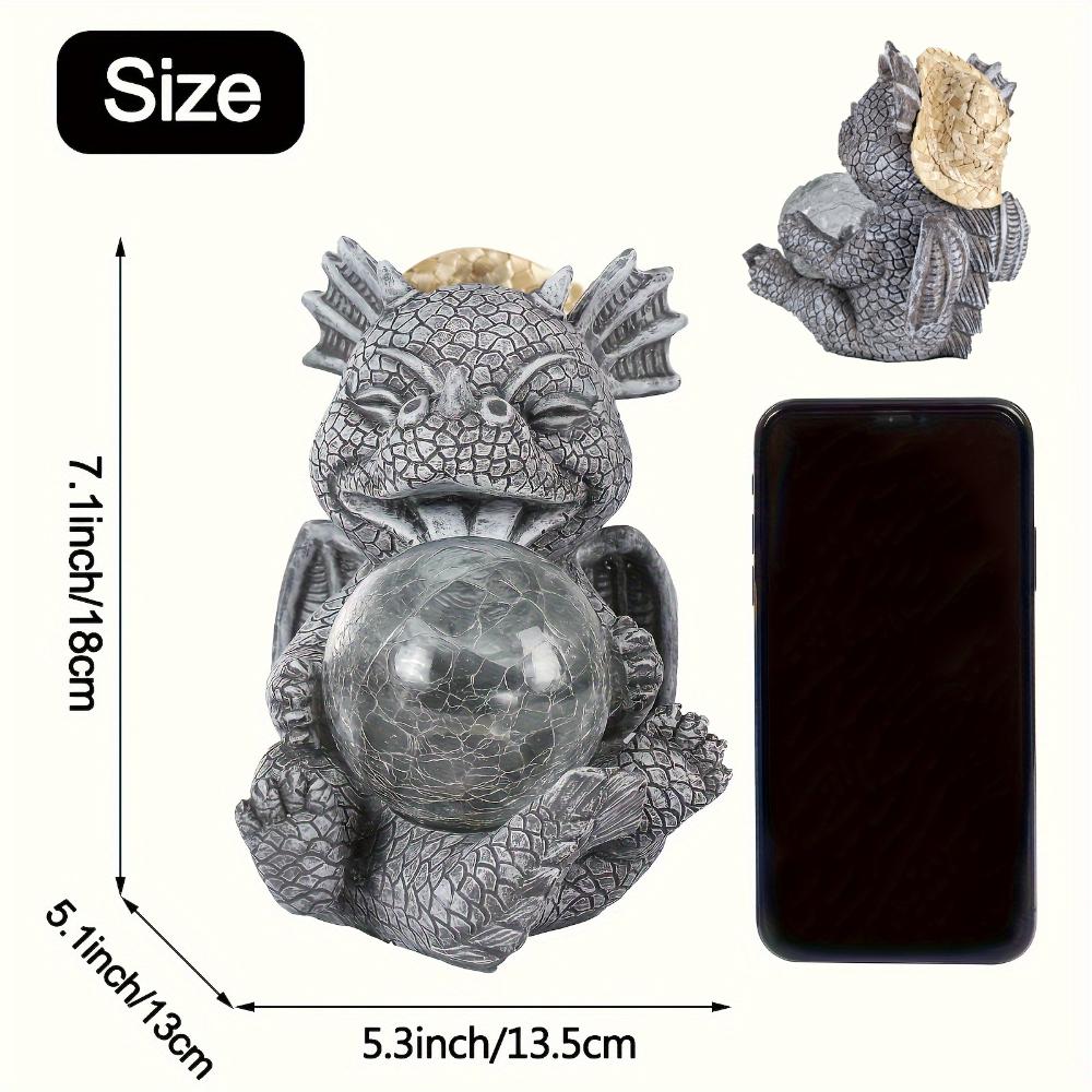 Solar Powered Dinosaur Sculpture Ornament Resin Garden Decorative Ball Hugging Dino Gift for Friends And Family