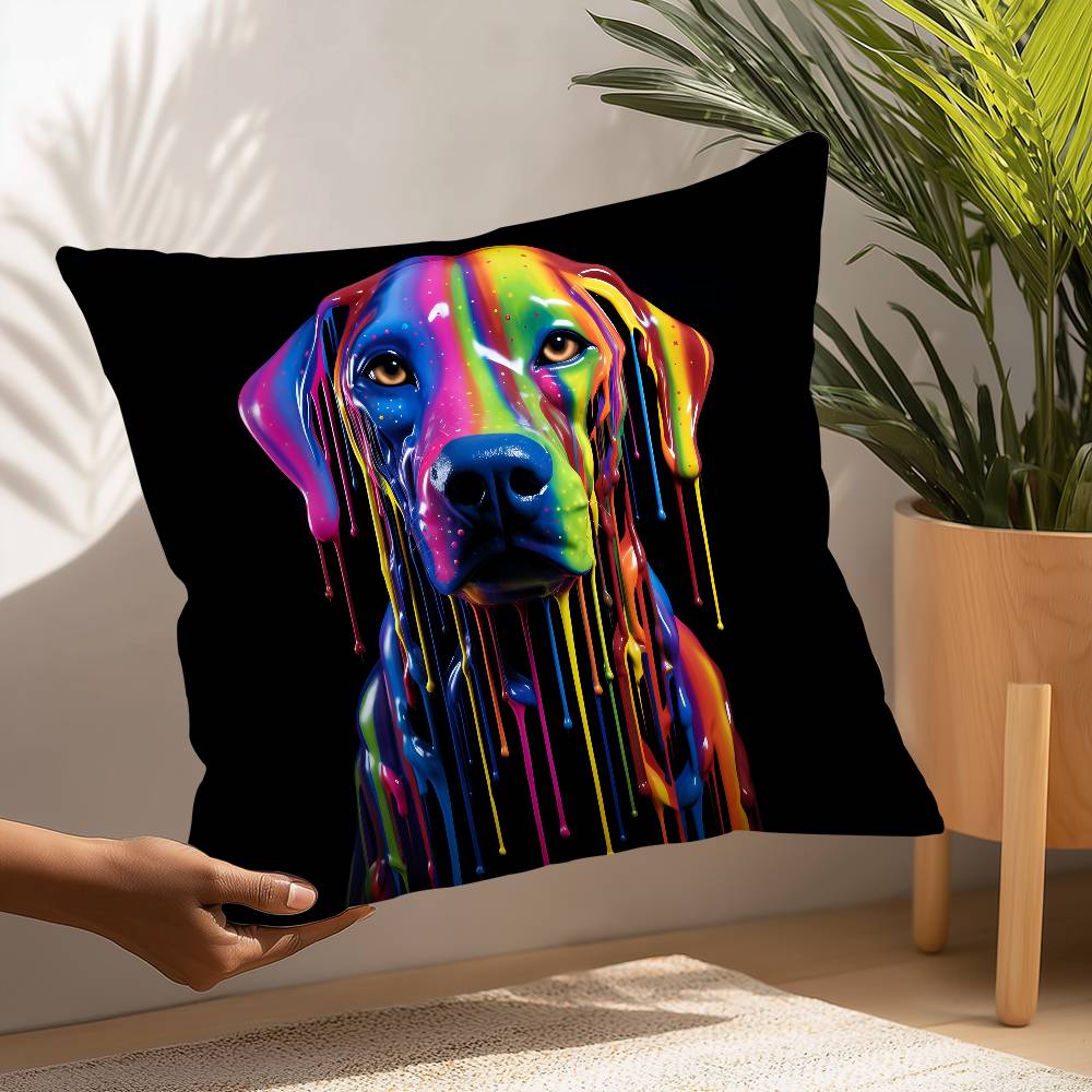 Animals Rainbow Dog Sea Otter Elephent Pillow Case Sofa Decorative Home Double-sided Printing Short Plush Cushion Pillow Cover