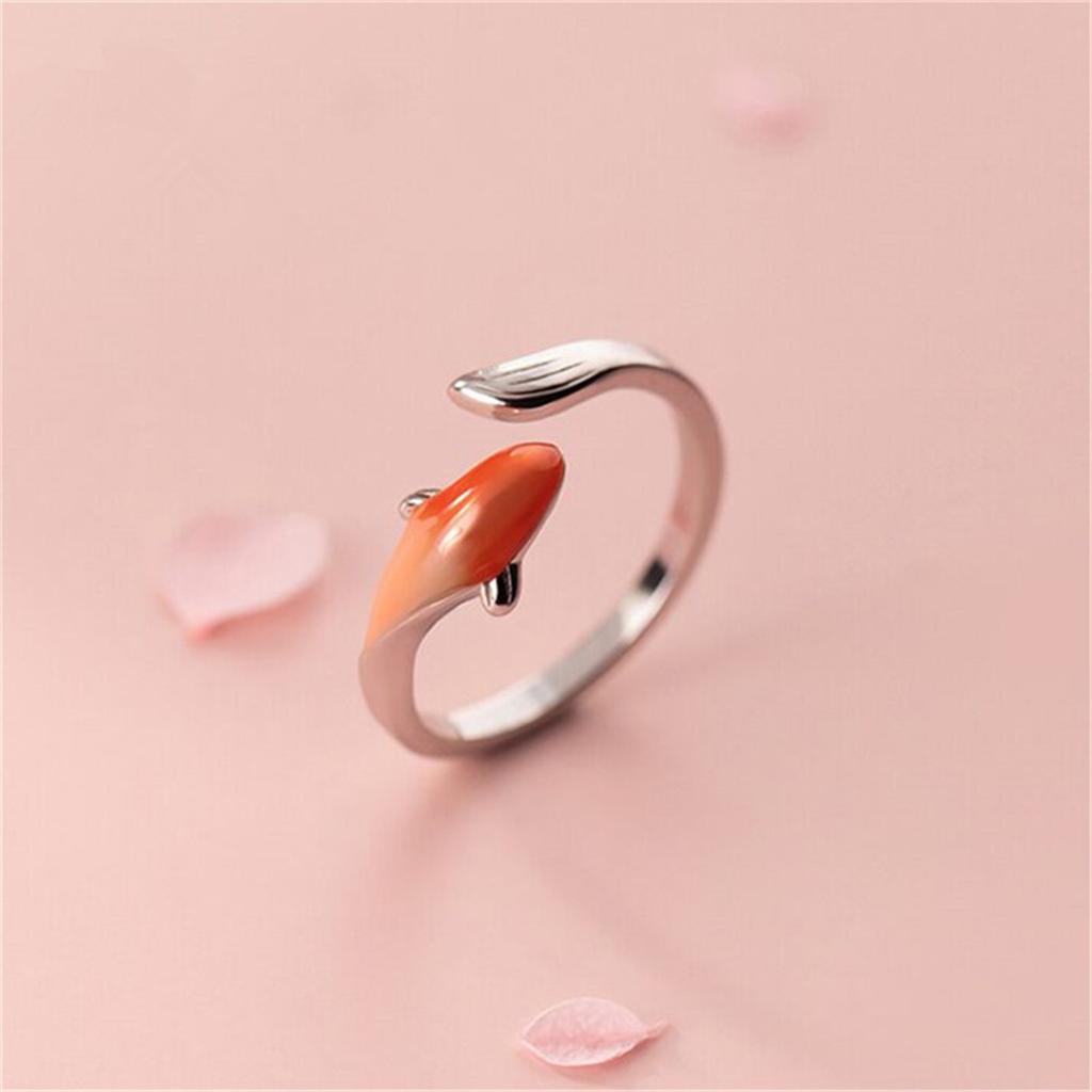 Vintage Glücklicher Koi Fisch Öffnungsringe für Damen Silberfarbenes Metall Zarter Fisch Damen Fingerring Party Schmuck Geschenke