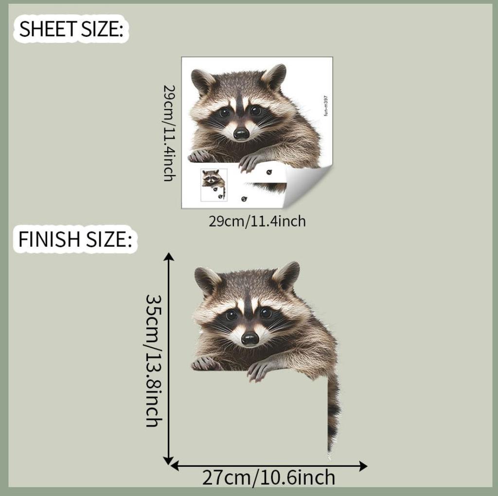 Cute Raccoon Baby Toilet Sticker Bathroom Toilet Cover Sticker Wall Stickers For Home Decoration