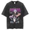Vintage Gewaschenes Herren T-Shirt Anime Jujutsu kaisen Kurzärmelig Oversized Harajuku Herren Kleidung Tee Hip Hop Unisex Baumwolle Hohe Qualität Kurze Ärmel