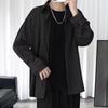 Herren Frühling und Herbst Plus Size Revers Peplum Einfarbig Langarm Gestreiftes Hübsches Hemd
