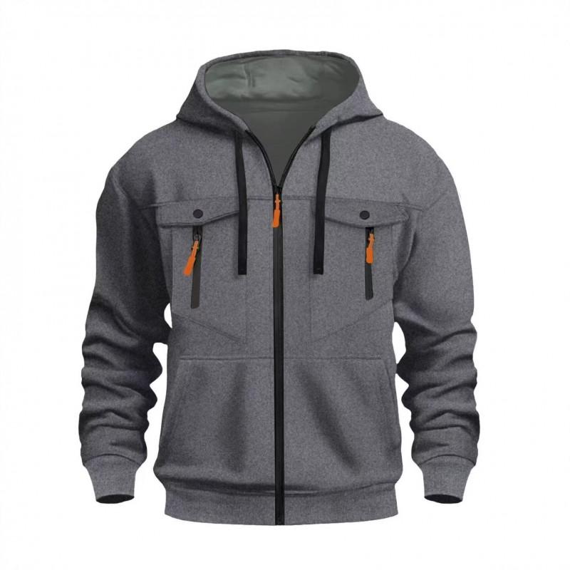 Mens New Fall Winter Hooded Sweatshirt Casual Trendy Zip Pullover Loose Fit Streetwear