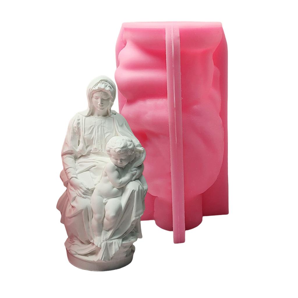 Mother and Child Sculpture Silicone Mold Religious Figurine Mould Plaster Casting Mold for Gift Shops and Hobbyists
