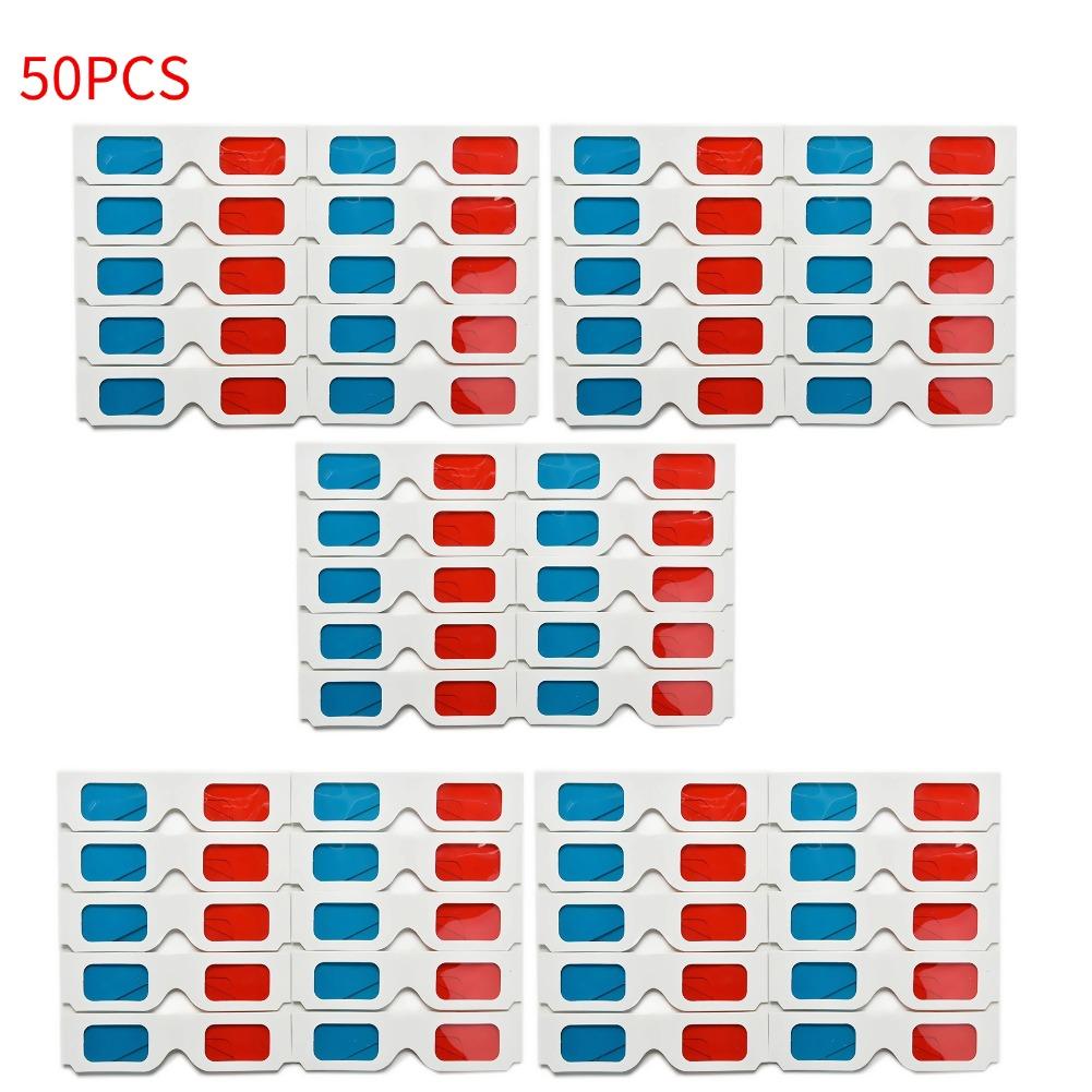 

Красные синие 3D-очки, картонные бумажные очки для объемного анаглифного просмотра фильмов, DVD-игр, различных видов просмотра, 3D-очки для фильмов