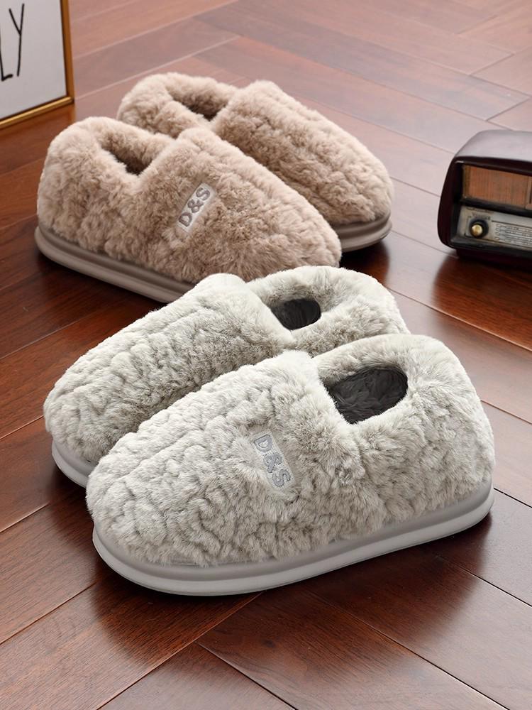 Pantofole Invernali da Uomo 2025 in Peluche di Cotone per Interni/Esterni - Suola Spessa e Tallone Coperto.