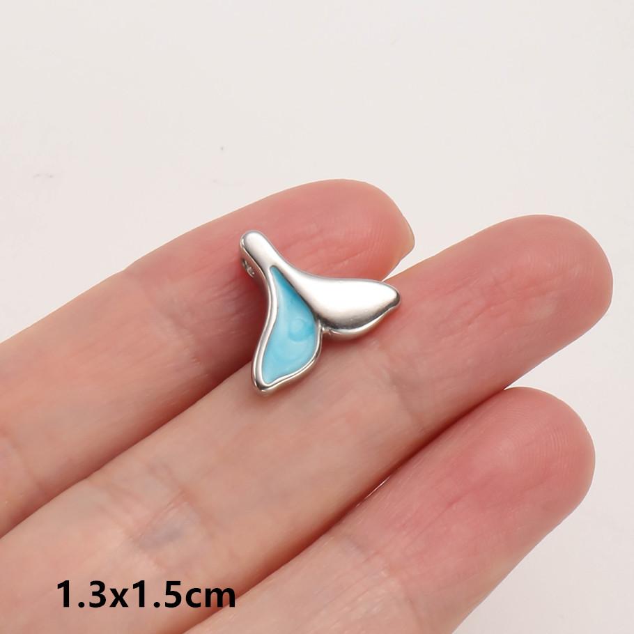 6pcs Enamel Marine Animal Starfish Fish Tail Sea Turtle Stainless Steel Charms For Jewelry Making Bulk Handmade Keychain Pendant